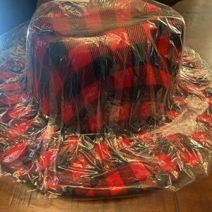 Plaid Fedora Hat - Red and Black